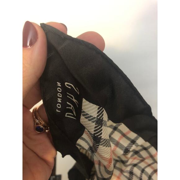 Daks London Plaid Handkerchief Neck Scarf Square Brown Tan - Picture 3 of 4